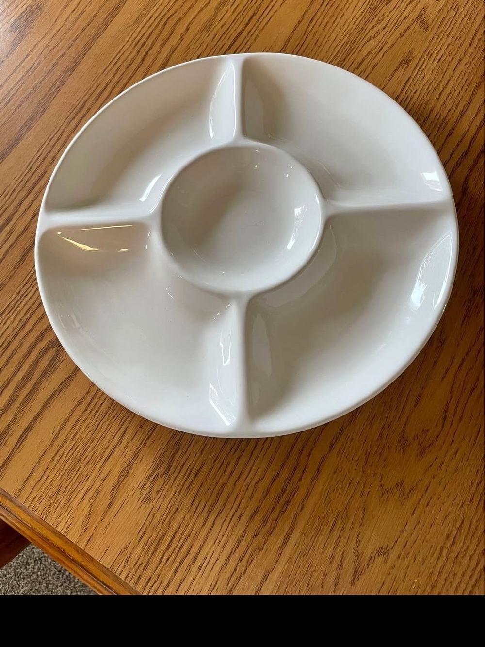 White Ceramic Divided Appetizer Platter - Brand Unspecified